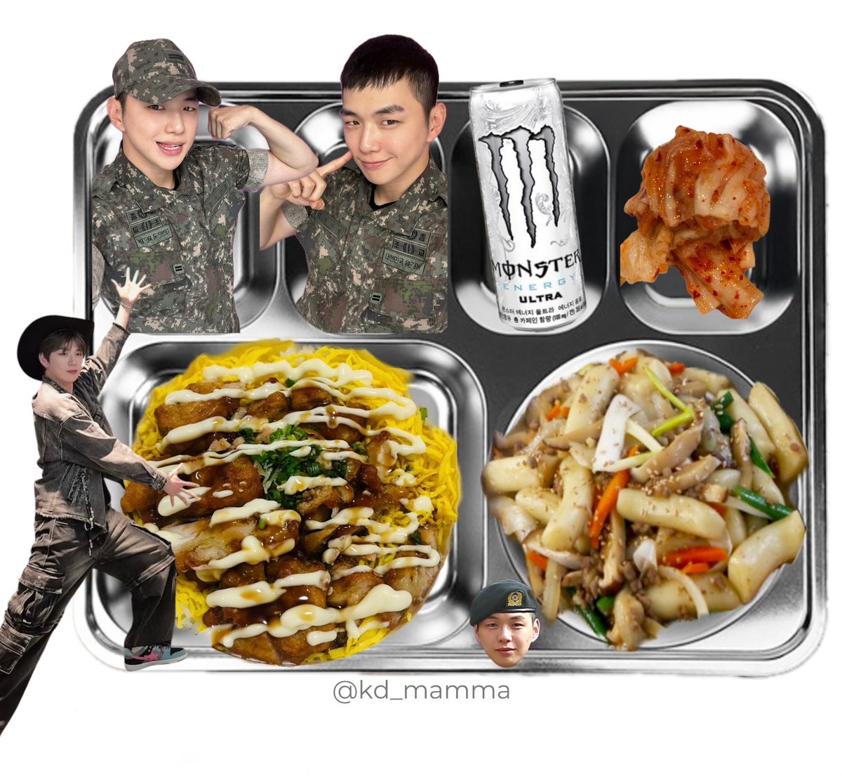 kd_mamma's tweet photo. 〔 2026년 7월 4일 석식 〕 
치킨마요덮밥
궁중떡볶이
몬스터에너지(화이트)
배추김치
   ᑎ__ᑎ      ᐱ__ᐱ     ᕱ__ᕱ
   (˶.•o•˶)    ( .•ω• )    ( .•⤚• )
ଘ(ა       )    (ა     ૮)｡   ( 🍗٩)੭ https://t.co/br6przgSnp