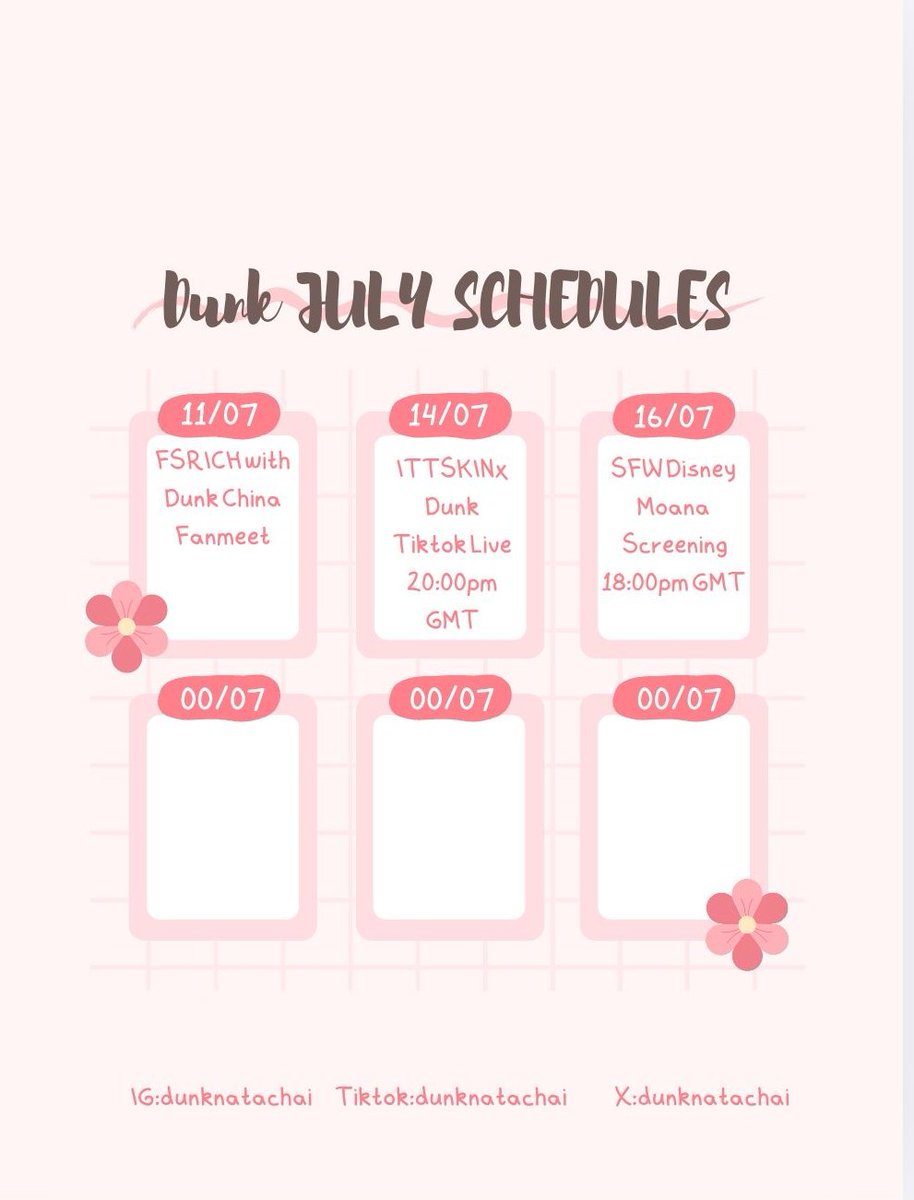 DNUpdates_Inter's tweet photo. Dunk July Schedule
#dunknatachai #dunkdunk #DunkSchedule https://t.co/Aa6jKr6NYw