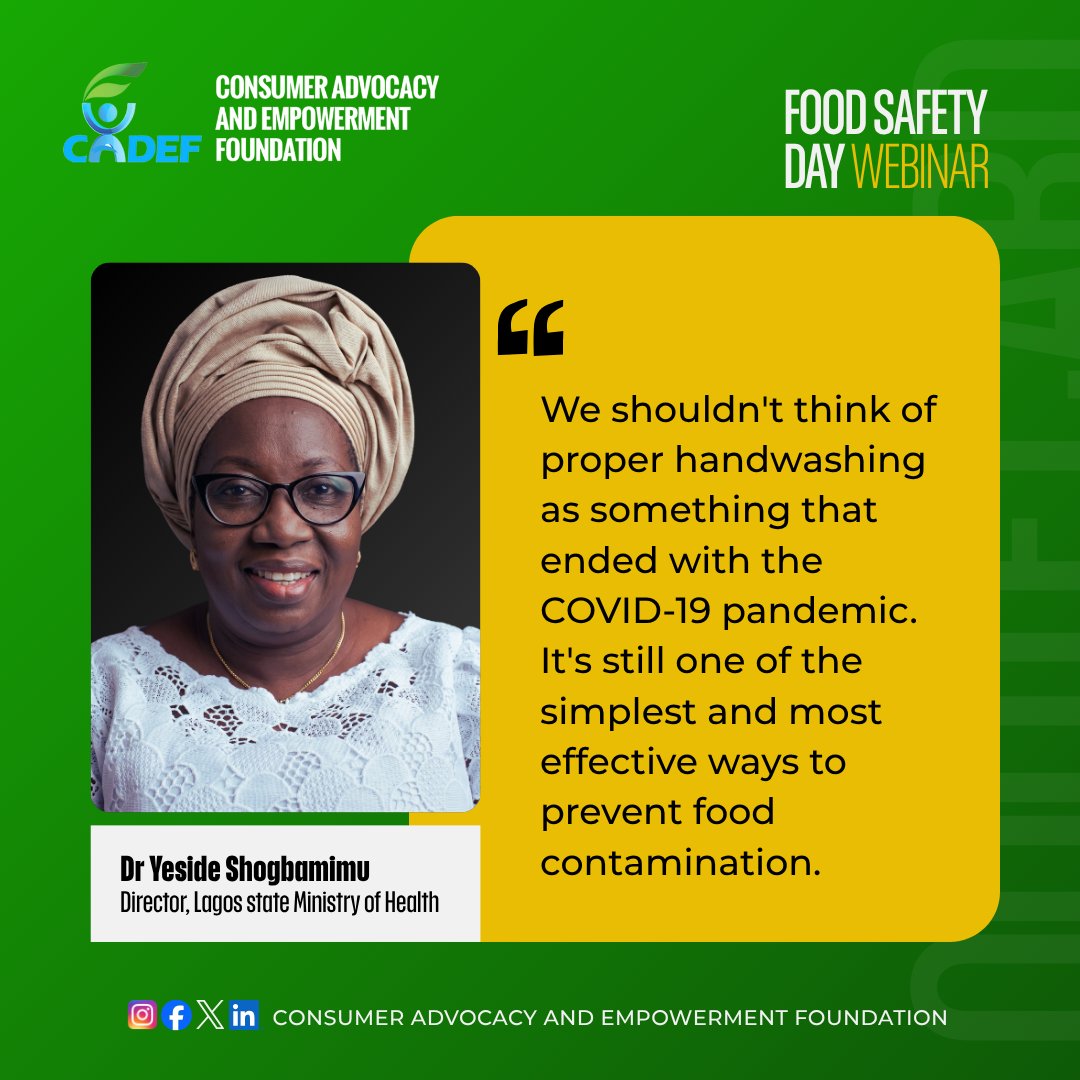 cadef_ng's tweet photo. Handwashing didn't end with COVID-19, and neither should the habit.
The headlines faded, but the germs that contaminate our food never did. Before you cook, eat, or feed your family, wash your hands.
Share this reminder.
#FoodSafety #FromBurdenToSolutions #HandwashingSaves https://t.co/5qohQ9p8K2