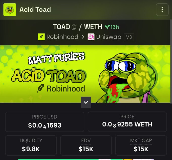 eclipsemrd's tweet photo. Look at the chart. Look at the volume. $TOAD is about to break resistance and it’s going to be violent. 🐸💥

You have two choices: Buy now and ride the rocket, or watch from the sidelines and regret it for the rest of the week.

Contract: 0xc7A0E0B01e2645a2Ca6952a458B0bA84403e2D1a

Do not say I didn’t warn you. 🚀💎