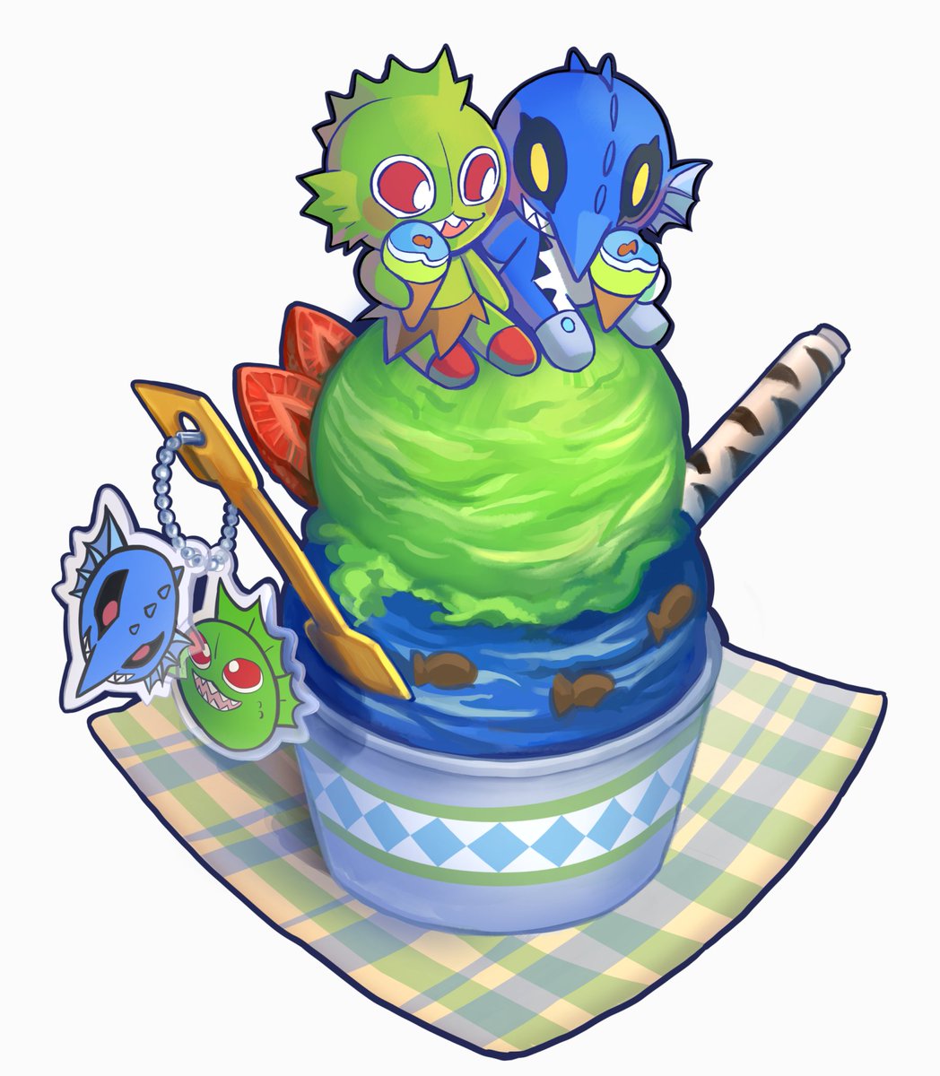 redzonekira_pyo's tweet photo. There's an Ice cream in a new Animal crossing collaboration that looks a lot like a Mariato themed ice cream, green, blue and chocolate fish. Oh my god. Seeing an Ice cream so PyoAto themed makes me smile ahhhhh https://t.co/g0HTr5oUNx