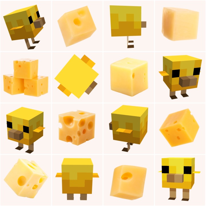 minecraftjapan's tweet photo. どっちがどっち？
可愛いモブ🐥
美味しいチーズ🧀 https://t.co/B1ghV2SnTz