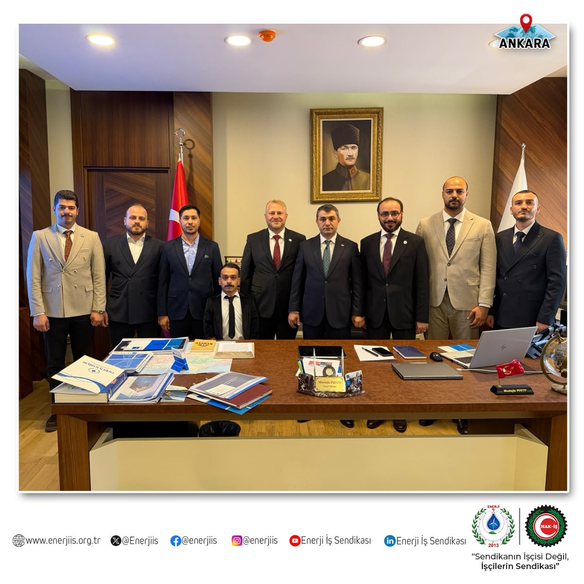 Enerjiis's tweet photo. Genel Başkanımız Sn. Mahmud ALTUNSOY, Genel Başkan Vekilimiz Sn. Av. Salih ERBAŞ, Genel Başkan Yardımcımız Sn. Av. M. Ömer Faruk ARIKAN, temsilcilerimiz Sn. Ali Nevzat ALPTEKİN ve Sn. Abdulsamet ZAN ile Genel Merkez Teşkilatımız tarafından TEİAŞ Genel Müdürü Sn. Mustafa PUSTU’ya TEİAŞ Genel Müdürlüğünde ziyaret gerçekleştirilmiştir. Gerçekleştirilen ziyarette TEİAŞ çalışanlarının çözüm bekleyen konularını ve faaliyetlerimizi paylaştığımız Genel Müdür Sn. Mustafa PUSTU'nun yapıcı yaklaşımı ve ilgisi bizleri ziyadesiyle memnun etmiştir.  

Nazik kabulleri için Sn. Mustafa PUSTU’ya teşekkür eder, çalışmalarında başarılar dileriz.

@kurumsalTEIAS  @altunsoy_mahmud  

#enerjiişsendikası #sendikanınişçisideğil #işçilerinsendikası #sendikalçalışma #teiaş