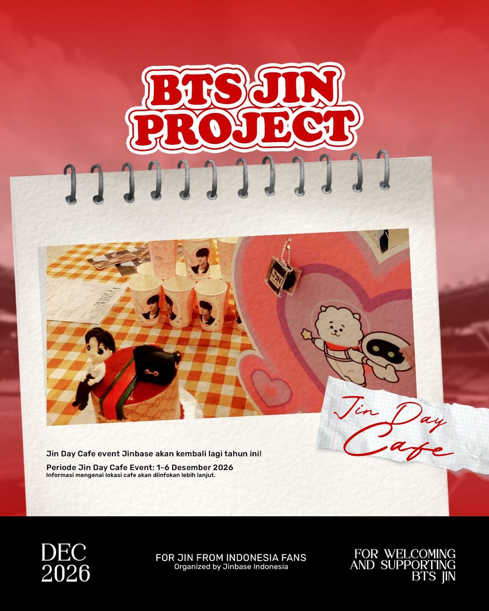 JinBase_'s tweet photo. @ALittleBraver92 🎂 JIN DAY CAFE PROJECT

Seperti event-event yang telah Jinbase selenggarakan sebelumnya, tahun ini kami kembali menghadirkan Jin Day dalam rangka merayakan hari lahir Kim Seokjin bersama-sama https://t.co/LXXlSToFLw