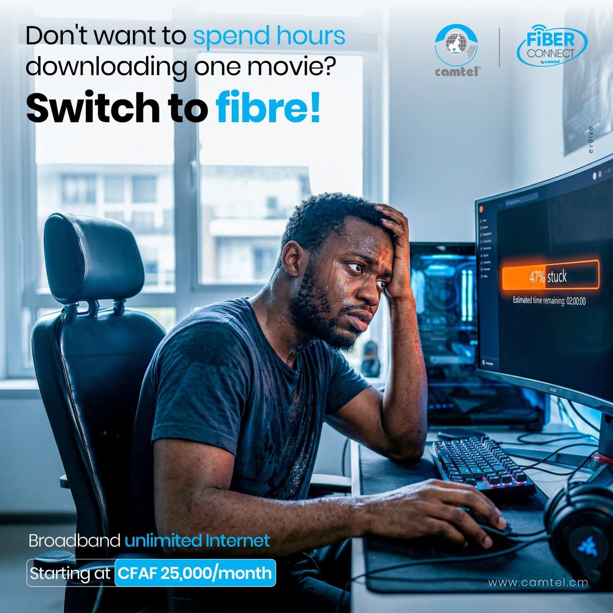 Camtelonline's tweet photo. Downloading, streaming... with fibre, everything moves at lightning speed!
Enjoy fast, lag-free Internet.
Sign up now at https://t.co/ksTwZiEWIN

#CAMTELFibre #CAMTEL #FiberConnect
2/2 https://t.co/5qENsMuuBo