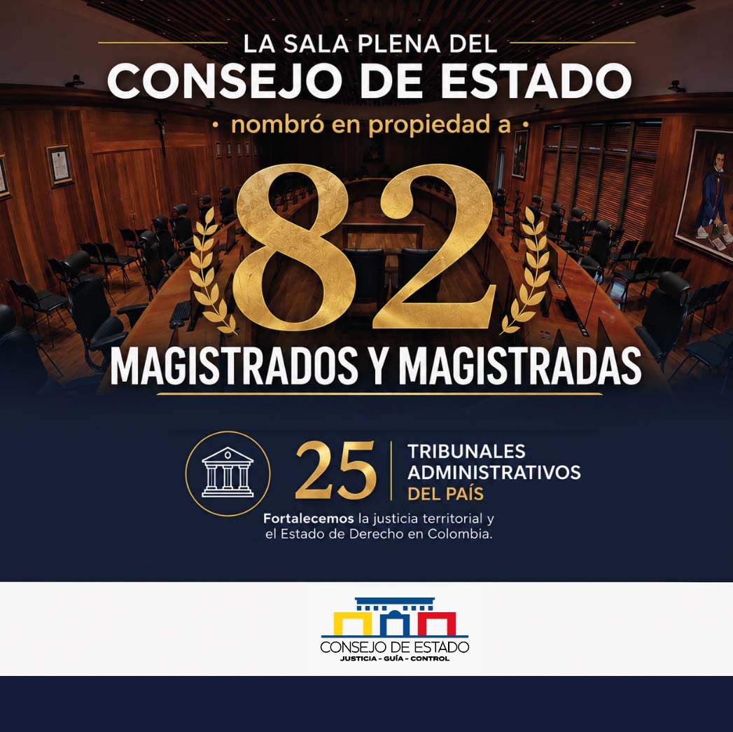 consejodeestado's tweet photo. La Sala Plena del @ConsejodeEstado nombró en propiedad a 82 magistrados y magistradas que integrarán 25 Tribunales Administrativos del país.🧵 https://t.co/xC7eEAQSVn