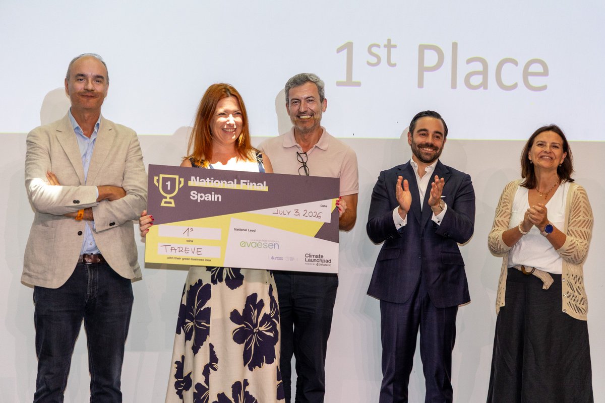 AVAESEN's tweet photo. 🌱 ¡3 startups lideradas por mujeres representarán a España en la Final Regional Europea de @ClimateLaunchEU 26!
🏆 Tarevé - residuos de palmera a paneles sostenibles
🥈 Reloom – verificación de sostenibilidad en moda
🥉 Fluent Mobility – movilidad conectada con IA
¡Suerte! 🙌 https://t.co/TdfkFUIby8