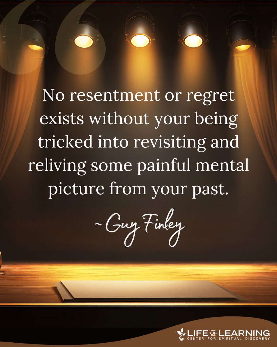 guy_finley's tweet photo. No resentment or regret exists without your being tricked into revisiting and reliving some painful mental picture from your past. ~ Guy Finley #awareness #lettinggo #guyfinley https://t.co/yQOfVTMOGw