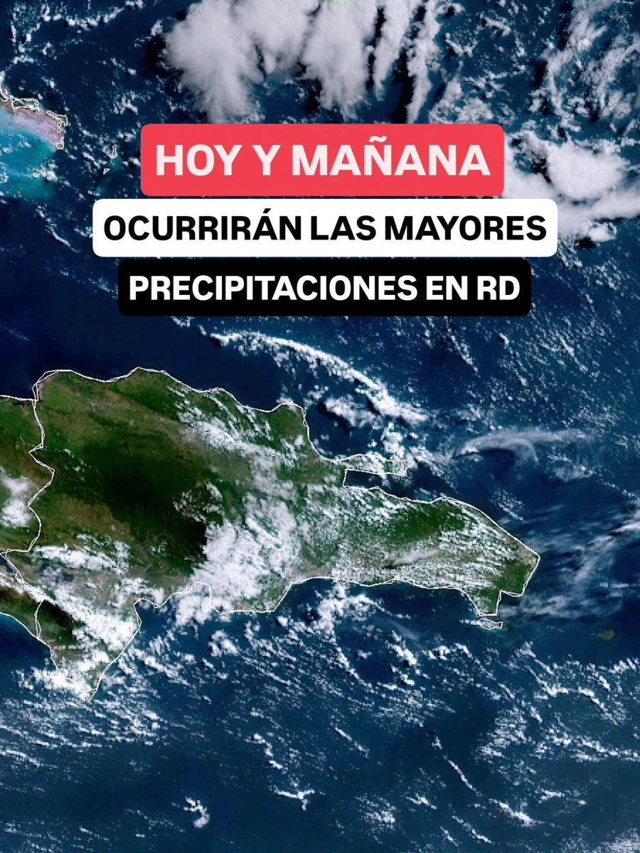 JeanSuriel's tweet photo. 🔴🔴TOMEN NOTA | Se acerca a la región caribeña la onda tropical número 22 y se unirá a los efectos de una vaguada para mantener el panorama lluvioso en gran parte de República Dominicana: hoy y mañana tendremos el desarrollo de aguaceros entre moderados y fuertes, acompañados de ráfagas de viento y descargas eléctricas, incluyendo algunas granizadas.

🔴Las temperaturas se mantendrán calurosas durante las próximas horas contribuyendo al desarrollo de la nubosidad y a la producción de precipitaciones: esta tarde la vaguada generará fuertes aguaceros con ráfagas de viento, principalmente en la región del Cibao.

⚠️Algunas lluvias moderadas podrían ocurrir en el litoral caribeño, incluyendo el Gran Santo y otras provincias del sur.

Sigue ⬇️