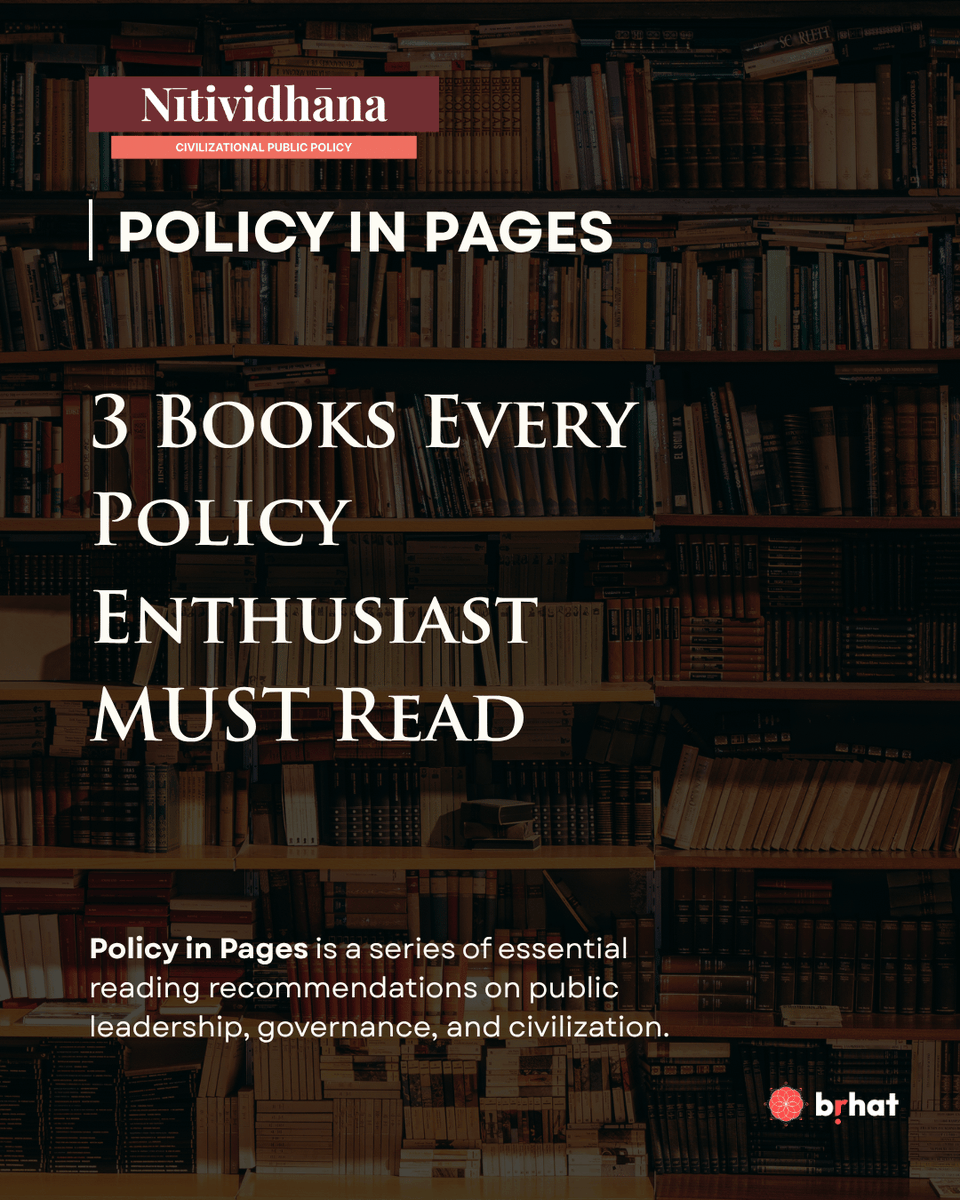 brhat_in's tweet photo. Before leaders shape institutions, ideas shape leaders.

Every policy framework reflects a way of understanding society. The best public leaders engage with multiple traditions of thought before forming their own.

This edition of Policy in Pages features:

- Policy Paradox by Deborah Stone
- Governing the Commons by Elinor Ostrom
- Elements of Indian Knowledge Systems by Mohan Raghavan @MohanRaghavan8

Three books that will deepen your understanding of governance, institutions, and knowledge systems.

Comment 'BOOK' to receive our curated reading list, or explore more recommendations in Policy in Pages: https://t.co/pzF8vUfCyX

What book has shaped the way you think about governance? Tell us in the comments.

#publicpolicy #iks #policy #governance #leadership #statecraft #nitividhana #policyinpages
