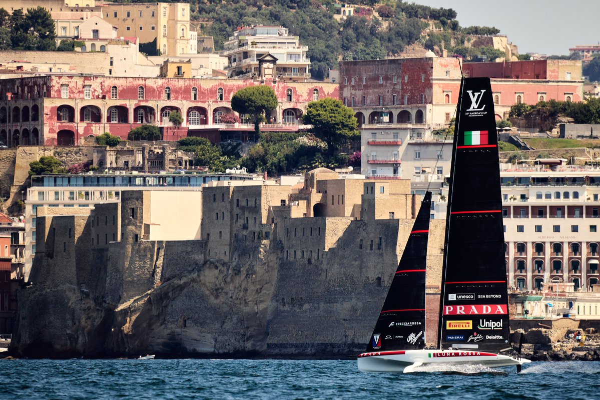 americascup's tweet photo. Luna Rossa get the party started in Naples! https://t.co/DRKyAYgguK