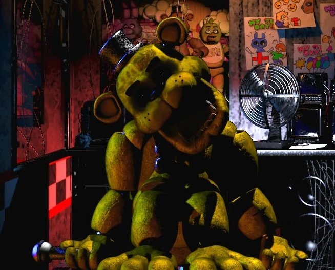 King_Lunariano's tweet photo. Eu tenho uma teoria que o golden Freddy na verdade era o andresitos fantasiado só esperando o momento certo para vencer os animatronics no suco, Só que ele foi descoberto pelo guarda de segurança e teve que silenciar o guarda também. https://t.co/phsQHW5LKP