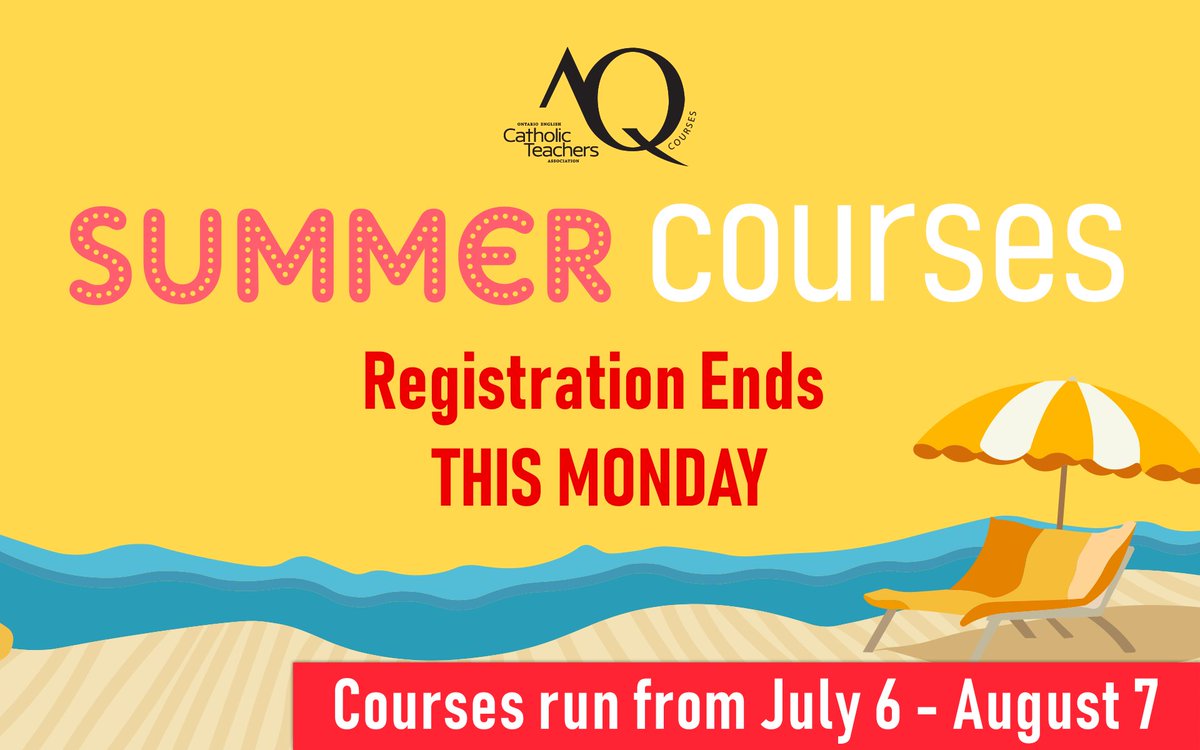 OECTAProv's tweet photo. 🚨Just THREE days left to register for our Summer AQ Courses!🔆

Don't miss out on the chance to develop new tactics and techniques for managing your classroom and lesson planning! #onted
https://t.co/isJeogmqjs https://t.co/tJHpJGWvMB
