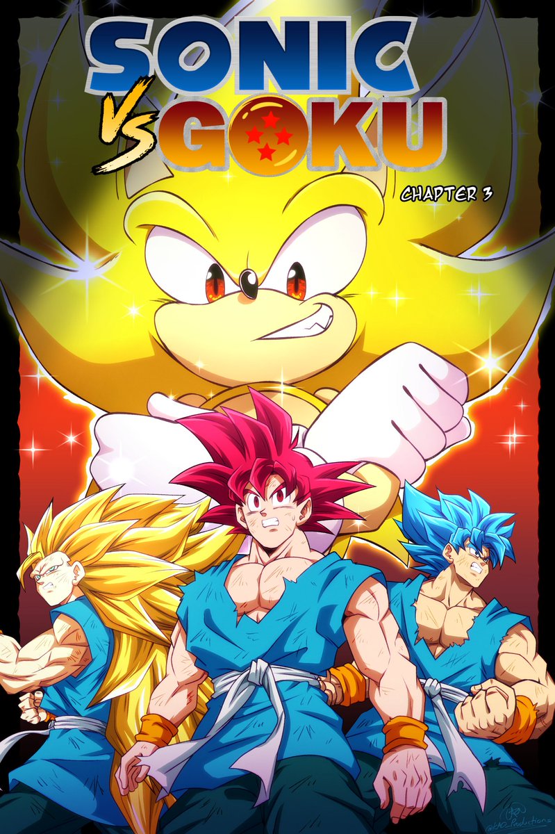 TorebaBlue's tweet photo. @ClassicMan_D  In your personal opinion, who do you think wins in a fight with no time limits: Sonic the Hedgehog (Base and Super Sonic) vs Son Goku (Dragon Ball Super: all forms except SSJ4)? Or what are your thoughts about the comic by @KAD_ProductionZ of Sonic vs Goku? https://t.co/9dw2AchSwQ