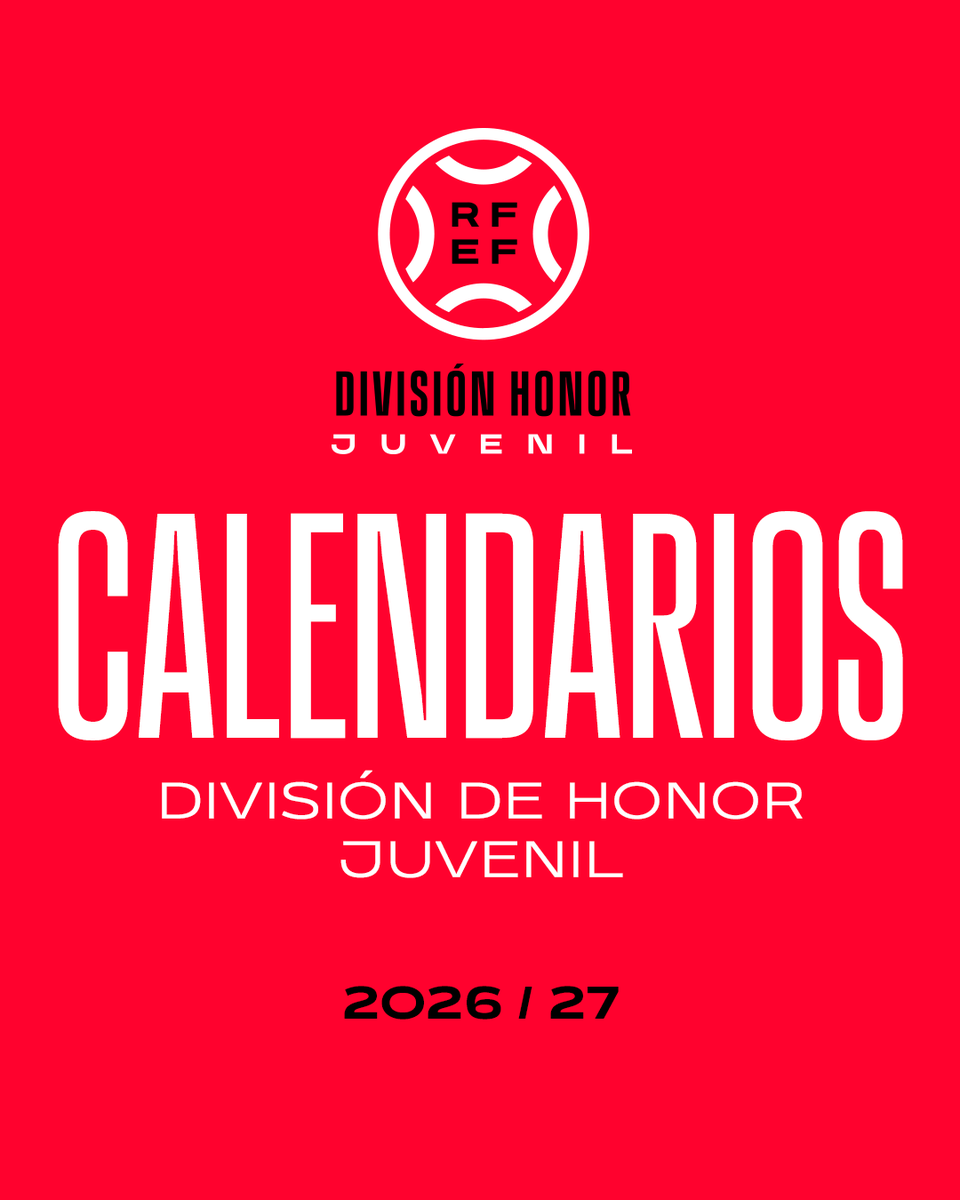 rfef's tweet photo. 🗓 𝗖𝗔𝗟𝗘𝗡𝗗𝗔𝗥𝗜𝗢𝗦 𝟮𝟬𝟮𝟲/𝟮𝟳:

🏆 División de Honor Juvenil

➡ https://t.co/1gYAgXdxuE

#DHJuvenil | #CalendariosRFEF https://t.co/SvWz4IA7UQ
