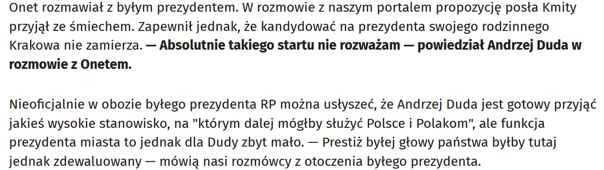 Piaskun87x2's tweet photo. @Bart_Wielinski Niestety PAD ma większe ambicje niż stanowisko prezydenta Krakowa xD
(Onet): https://t.co/O9uqOvIYo4