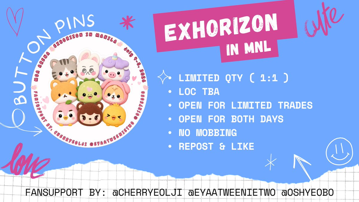 Eyaatweenietwo's tweet photo. EXhOrizon in Manila 🌌
FANSUPPORT BY: @Eyaatweenietwo @cherryeolji @OSHyeobo 🌻

✨ Like &amp; Repost
✨ Strictly 1:1
✨ Open for trades (Day 1 &amp; Day 2)
✨ Time &amp; Location - TBA

#EXhOrizoninManila #EXO #EXhOrizon
#EXOPlanet6Manila #EXhOrizoninMNL https://t.co/IYMk0CC0W6