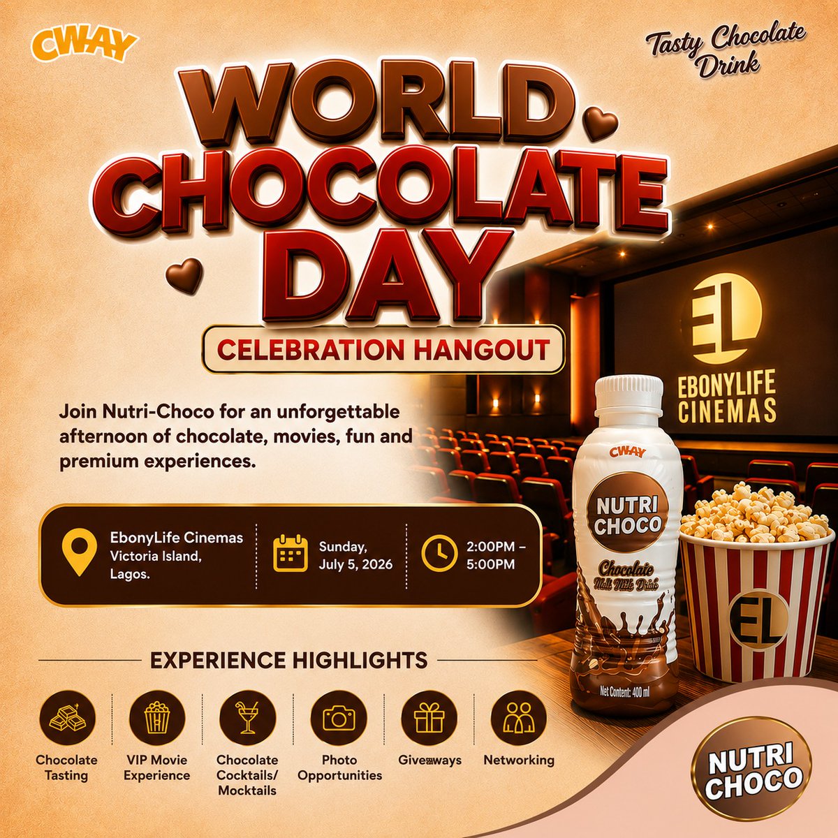 nutri_choco's tweet photo. World Chocolate Day just got sweeter! 🍫🤎

This Sunday, we're bringing chocolate lovers together for an afternoon of great conversations, premium experiences, and plenty of Nutri-Choco.

Would you like to join us? Tell us why you deserve an invite.

#MyNutriChocoMoment #NutriChocoWorldChocolateDay