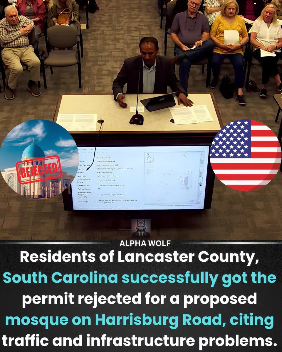 Crazyunfill94's tweet photo. Islamic Mosque Permit Rejected in South Carolina!

Local residents of Lancaster County have successfully blocked the permit to build a new mosque on Harrisburg Road.

The County Council unanimously rejected the proposal.

People in the area no longer want Sharia law, Islamic expansion, or cultural infiltration in their community.