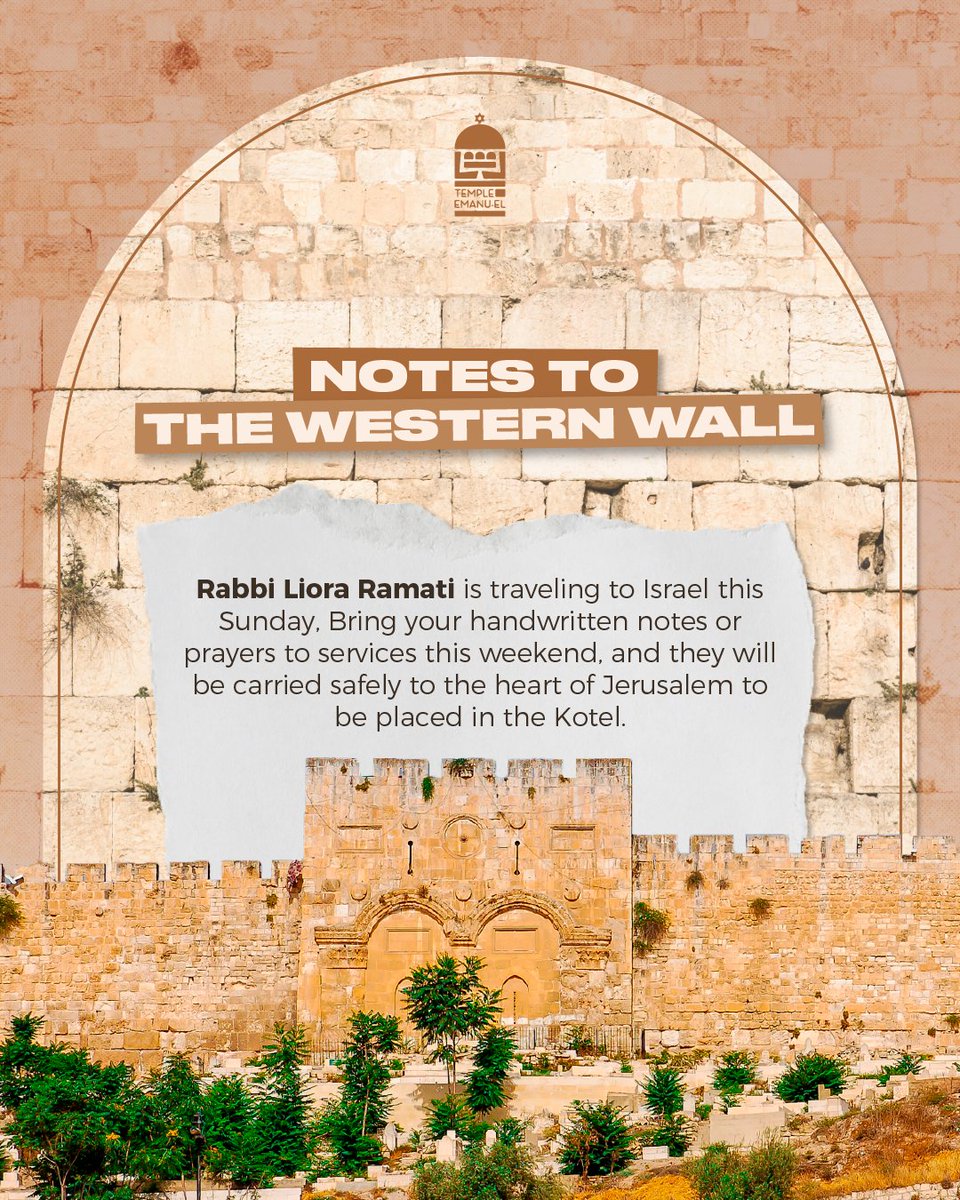 te_sobe's tweet photo. This Sunday, July 5th, Rabbi Liora Ramati will be traveling to Israel. If you would like your wishes to be a part of this journey, please bring them to our Shabbat services on Friday evening and Saturday morning. Todah Rabbah to Rabbi Liora for connecting our hearts to Israel. https://t.co/t0eV2zA1sm
