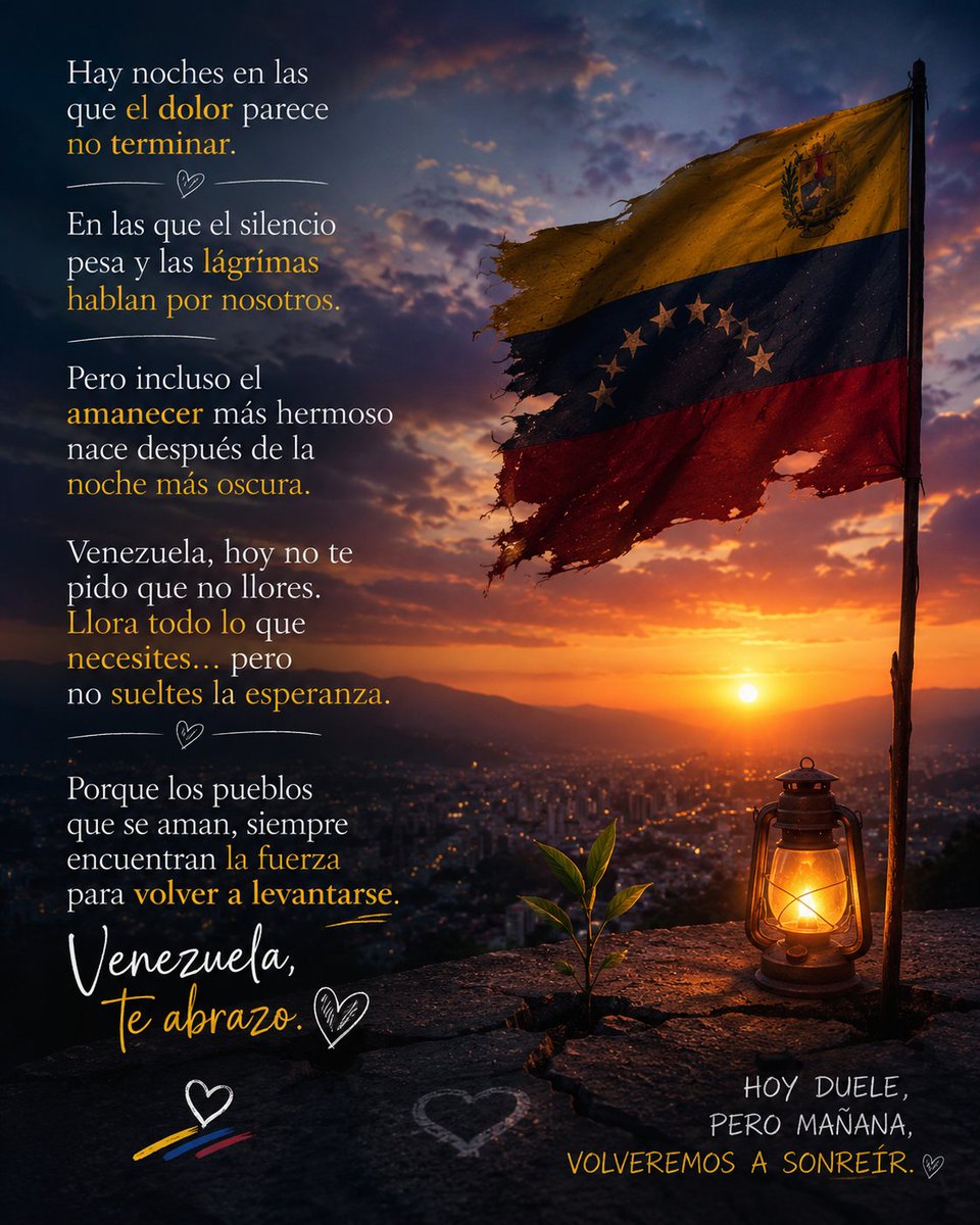 Angelamaestree's tweet photo. A cada familia que hoy llora, a cada rescatista que no se rinde y a cada venezolano que mantiene la fe: no perdamos la esperanza. Un día volveremos a sonreír. 🇻🇪 https://t.co/VejGM8Y7lJ