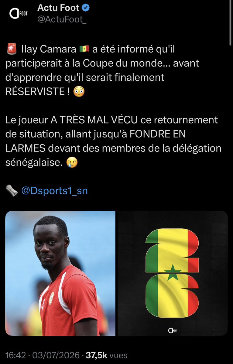 MediaBayernFR's tweet photo. @La_Melooow @ActuFoot_ @encorevitoo Actufoot_ qui met la photo d’un noir au pif pour parler d’Ilay Camara https://t.co/wxyRBkY69P