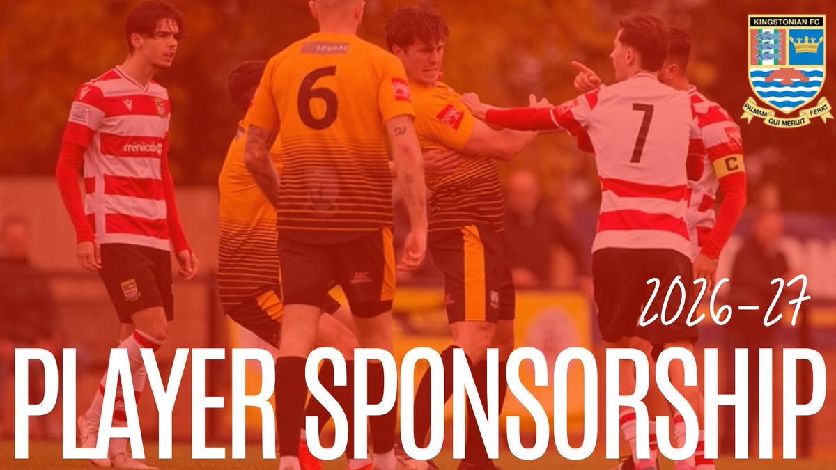 KingstonianFC's tweet photo. Kit Sponsorship for Players and Management now available - go to https://t.co/DnzLYEEqFy for more details - £60 for either a home or an away shirt, £100 for the two. https://t.co/VXSQchiL9K