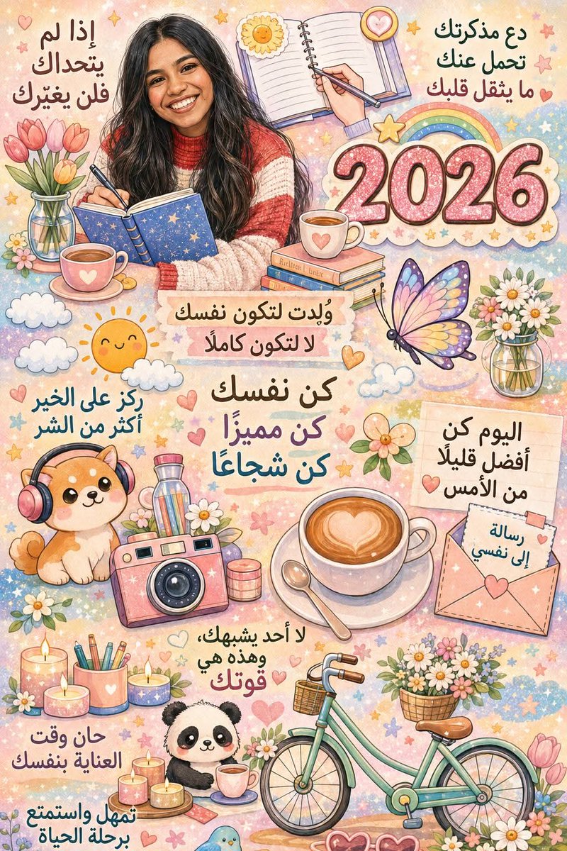 AI_News_AR's tweet photo. برومبت تصميم لوحة تحفيزية ساحرة بأسلوب Kawaii ولمسة فنية حالمة 🎨🌸

البرمبت 👇

ملصق تحفيزي بأسلوب Kawaii فاخر، ألوان باستيلية، عناصر لطيفة متناغمة، بطاقات بعبارات عربية أنيقة، تكوين مزدحم ومنظم، تفاصيل غنية، إضاءة ناعمة، جودة 8K.

#برمبت #الذكاء_الاصطناعي #prompt #chatgpt https://t.co/Yr41E6jN0V
