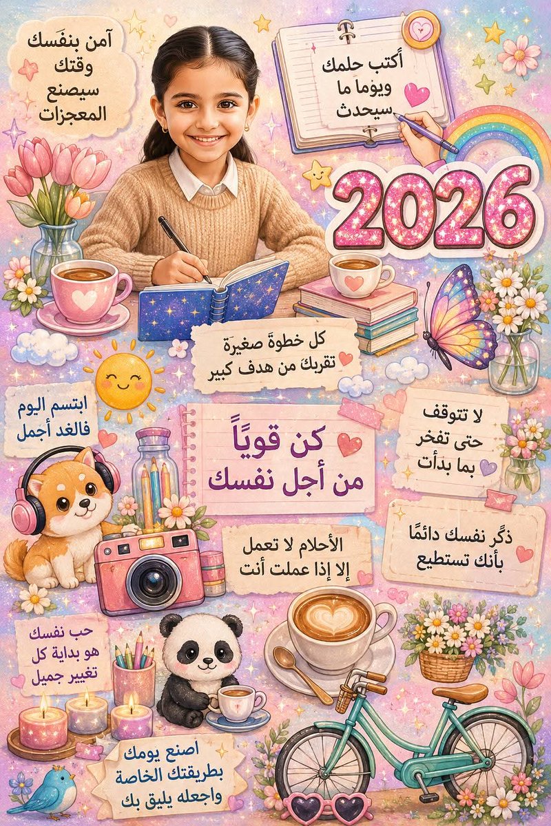 AI_News_AR's tweet photo. برومبت تصميم لوحة تحفيزية ساحرة بأسلوب Kawaii ولمسة فنية حالمة 🎨🌸

البرمبت 👇

ملصق تحفيزي بأسلوب Kawaii فاخر، ألوان باستيلية، عناصر لطيفة متناغمة، بطاقات بعبارات عربية أنيقة، تكوين مزدحم ومنظم، تفاصيل غنية، إضاءة ناعمة، جودة 8K.

#برمبت #الذكاء_الاصطناعي #prompt #chatgpt https://t.co/Yr41E6jN0V