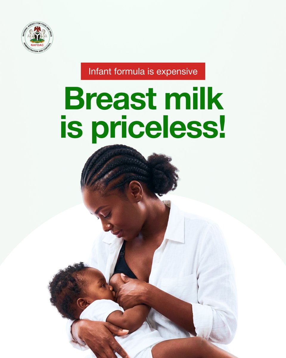 NafdacAgency's tweet photo. No instructions needed. No marketing required. Just a mother, a baby, and a connection that has shaped human survival for thousands of years.
Breast milk is priceless! #BMSCode https://t.co/Rp0ZcYzK72