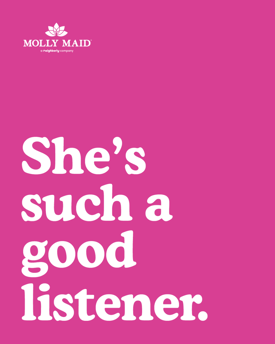MollyMaid's tweet photo. Somehow, she just gets it! That’s what it’s like to have Molly Maid in your home—support you can count on, without having to ask twice.
Meet Molly in “A Friend Like Molly.”
Call 1-800-MOLLY-MAID or go online to schedule your free estimate.
#MollyMaid #AFriendLikeMolly... https://t.co/TsQgDL03wR