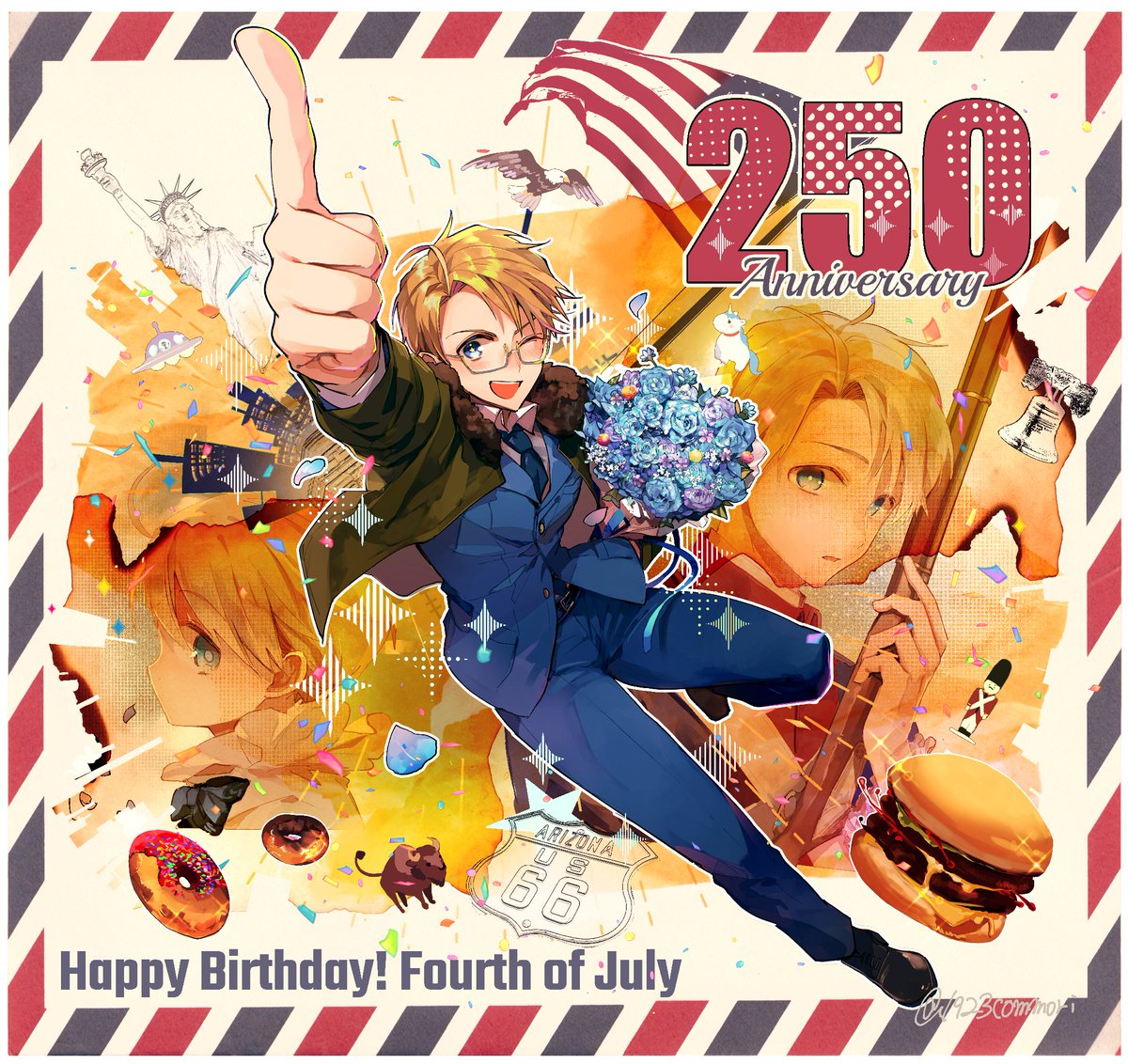 1923commori's tweet photo. アニバーサリーイヤーおめでとう！
これからもよろしくね❤️✨️

#アルフレッド生誕祭2026
#250年目のヒーロー
#メリ誕2026 https://t.co/Ws25uVGff3