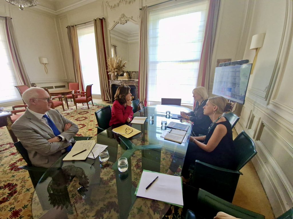 AmbDuchene's tweet photo. Delighted to meet Catherine Palmer, a member of the Board of Trustees of the Pasteur Foundation UK, and its Head of Development Sarah Cazelles this morning, to support them in promoting the @institutpasteur in the UK. https://t.co/0mCDWQS7J3