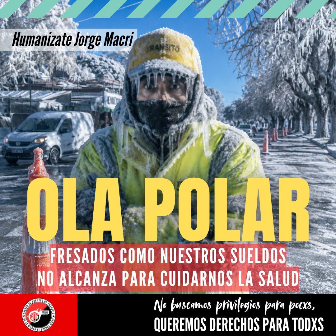 ATEtransitocaba's tweet photo. Humanizate un poco @jorgemacri 
CONGELADOS COMO NUESTROS SUELDOS
Exigimos que los #AgentesDeTránsito estén por arriba de la Canasta Básica y poder salir de línea de la pobreza real (no la que dibujan @LuisCaputoAR, @fedesturze y @JMilei) https://t.co/gcPPuBPiHM