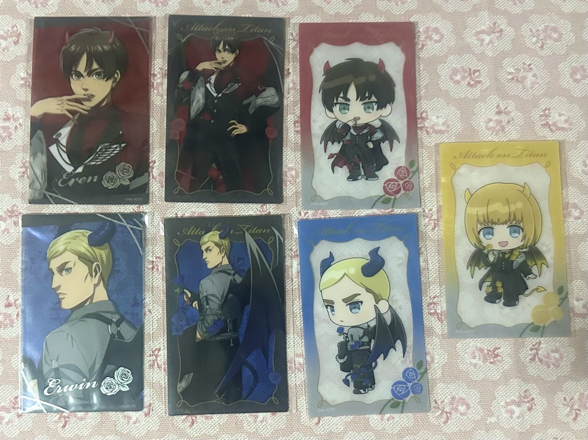 miwashingeki's tweet photo. 《交換・譲渡》
進撃の巨人 DEVIL Ver.

ぺたんこたぴぬい、クリアカード、特典ポスカ

【譲】
エレン、アルミン、エルヴィン

【求】
リヴァイ、ミカサ
（ミカサのみは不可です）

譲渡の場合定価です
特典は交換のみ https://t.co/U1nCGkMopO