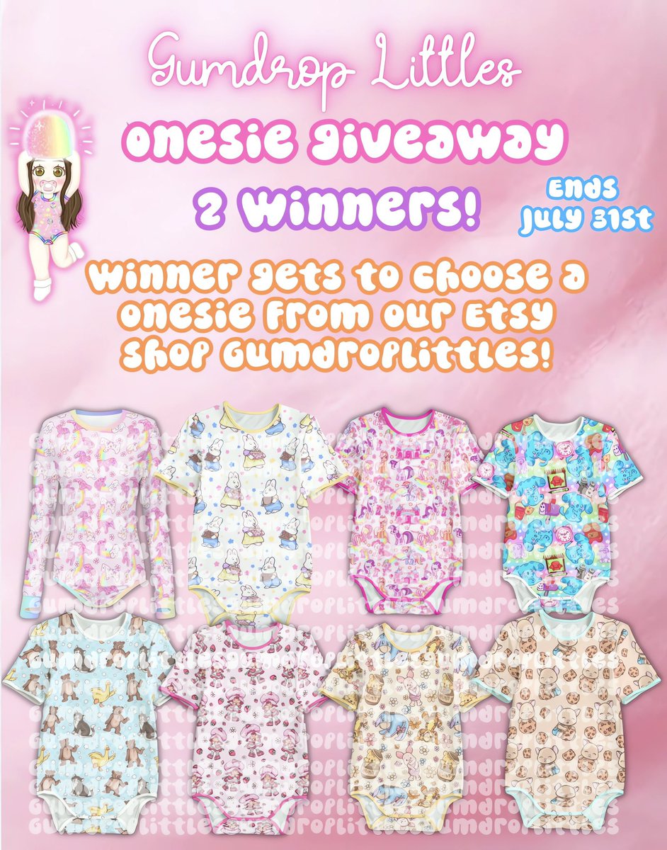 gumdroplittles's tweet photo. It’s giveaway time! 
🌟How to enter! 
🍼Follow us 
🍼Tag 3 friends 
🍼Repost this post 
#abdl #abdlshop #adultbaby https://t.co/4ITCbGkxOH