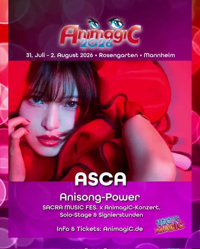 sasamako1's tweet photo. 7/4(土)
#ASCA ファンクラブ🎐
#AME 打刻ばっちりOK🥰
「Hello, new wonder!!」
https://t.co/mswd4zEvkf
7/24(金) 18:00~
台北公演 販売開始🙌
7/31(金)~8/2(日)
#AnimagiC 2026🇩🇪
8/22(土)台北 #FF47
9/26(土)KSL Live World 2026
#ASCA_RemedyTOUR🌟
10/25愛知 11/14台北
11/23東京 12/20大阪 https://t.co/LQsVJqExSv