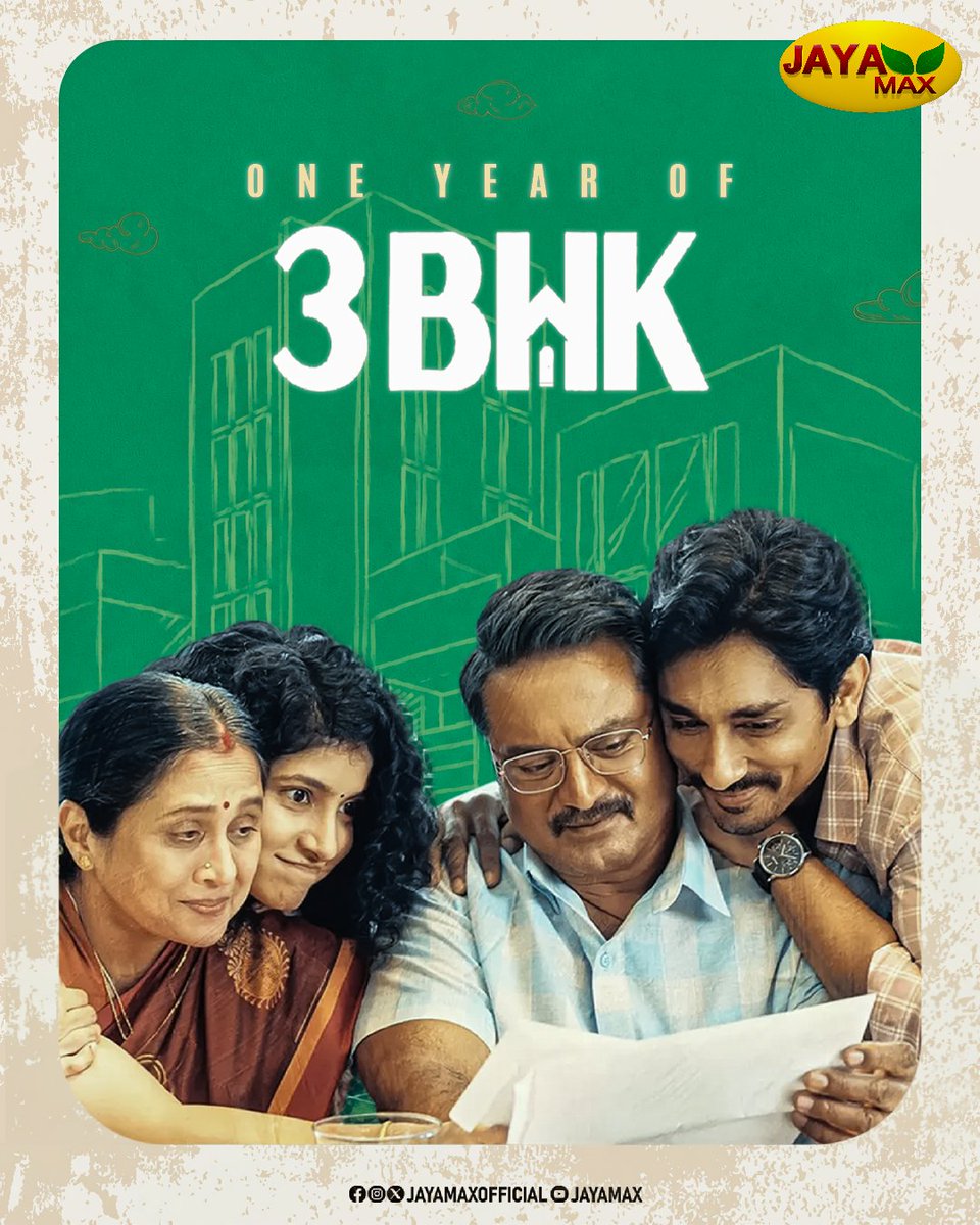 JayaMaxOfficial's tweet photo. The Chase of Big  Dreams in Life ⭐
One Year of 3 BHK ❤️

#siddharth #sriganesh #sarathkumar #devayani #jayamax 

@realsarathkumar @Chaithra_Achar_ @RaghunathMeetha @sri_sriganesh89 @iamarunviswa https://t.co/WAZF72uNf5