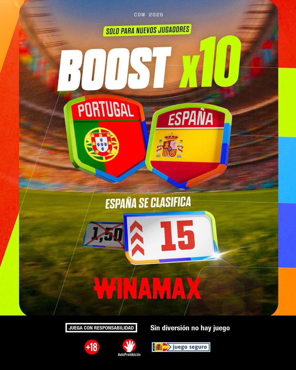 melvonijr's tweet photo. LA APUESTA DEL AÑO 🇪🇸-🇵🇹

ESPAÑA CLASIFICA @15 ⚠️

1️⃣ SOLO disponible desde este link: https://t.co/RVOdjfgutl
 
2️⃣ Ingresar 30€ la primera vez 
🚨 Si ingresáis menos de 30€ o lo hacéis desde la app o otro enlace NO os saldrá la promoción https://t.co/otyuuSWtDh