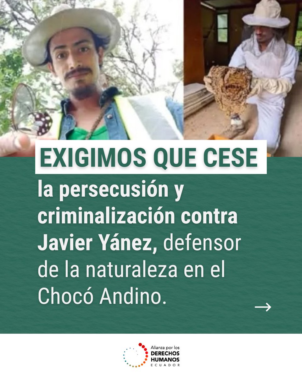 DDHH_Alianza's tweet photo. 📣🔴Javier es biólogo, investigador y defensor de la naturaleza. Ahora enfrenta un proceso penal con serias inconsistencias. Además, ha sido estigmatizado públicamente por la Policía. Exigimos q cese la criminalización contra Javier. 

Comunicado⬇️
https://t.co/ZRYXs1oq2j https://t.co/n2owg9uHAR