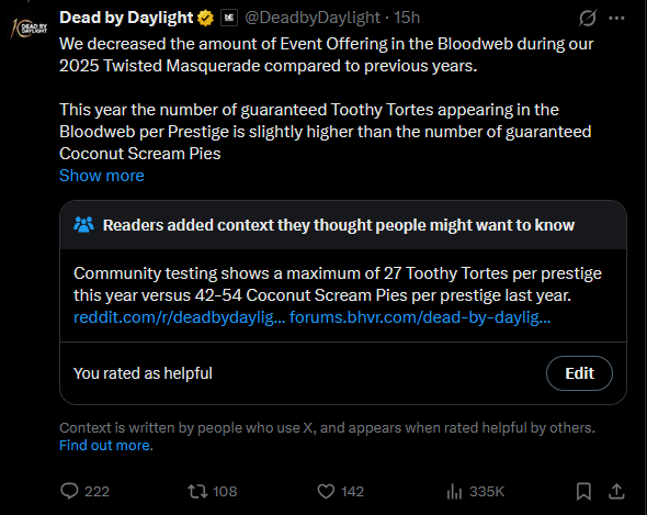 EinsEisbaer's tweet photo. @DeadbyDaylight Straight up lying to the community btw https://t.co/8cumTqMwMS