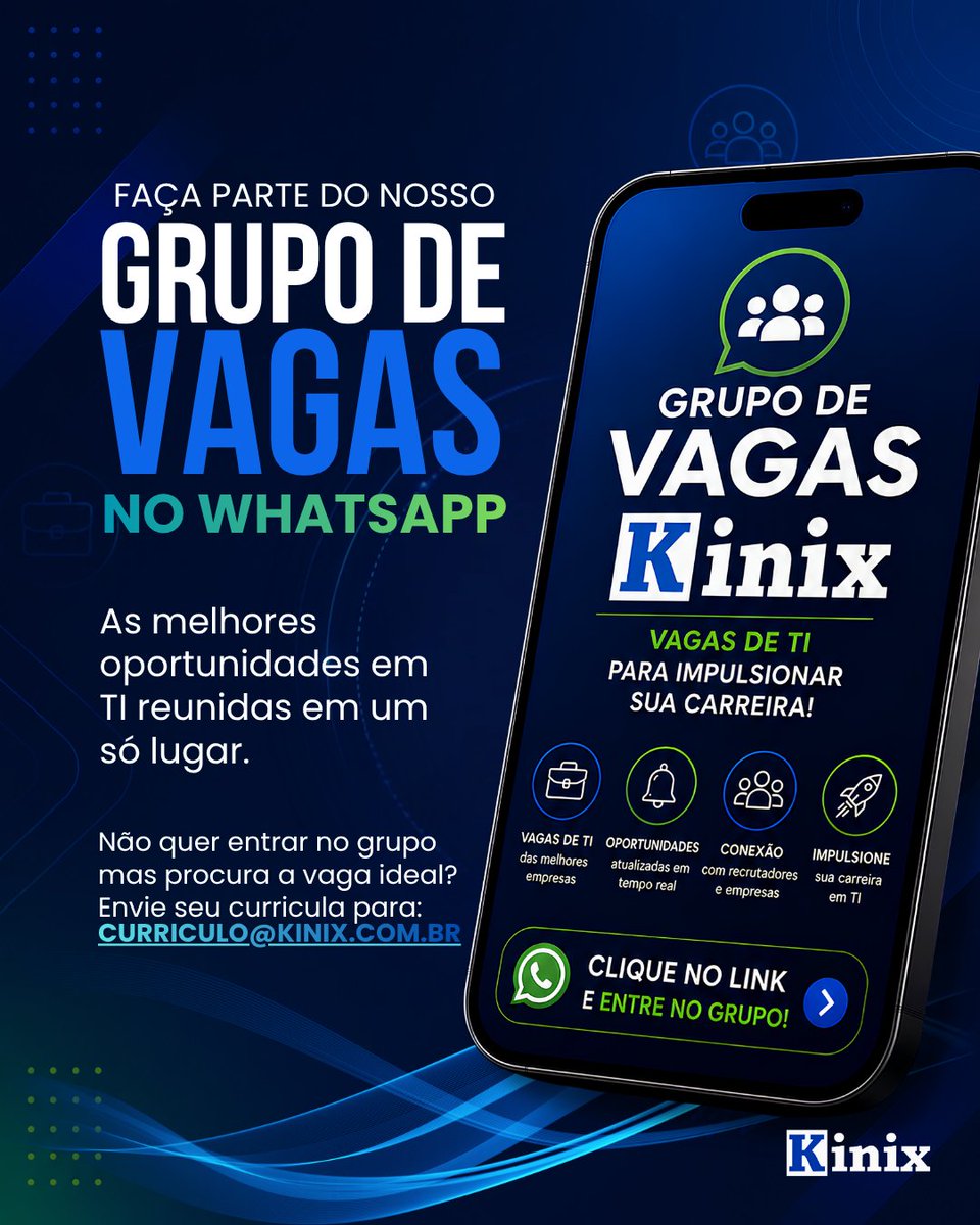Kinixsolution's tweet photo. 🚀 Procurando uma vaga em TI?

Entre no grupo da Kinix no WhatsApp e receba oportunidades em Desenvolvimento, Cloud, Dados, Infraestrutura, Segurança, ERP, CRM e mais.

📲 https://t.co/ipaUW6PA84

📧 curriculo@kinix.com.br

#VagasTI #Tecnologia #Carreira #Microsoft #Kinix https://t.co/ov9VQLpTqs