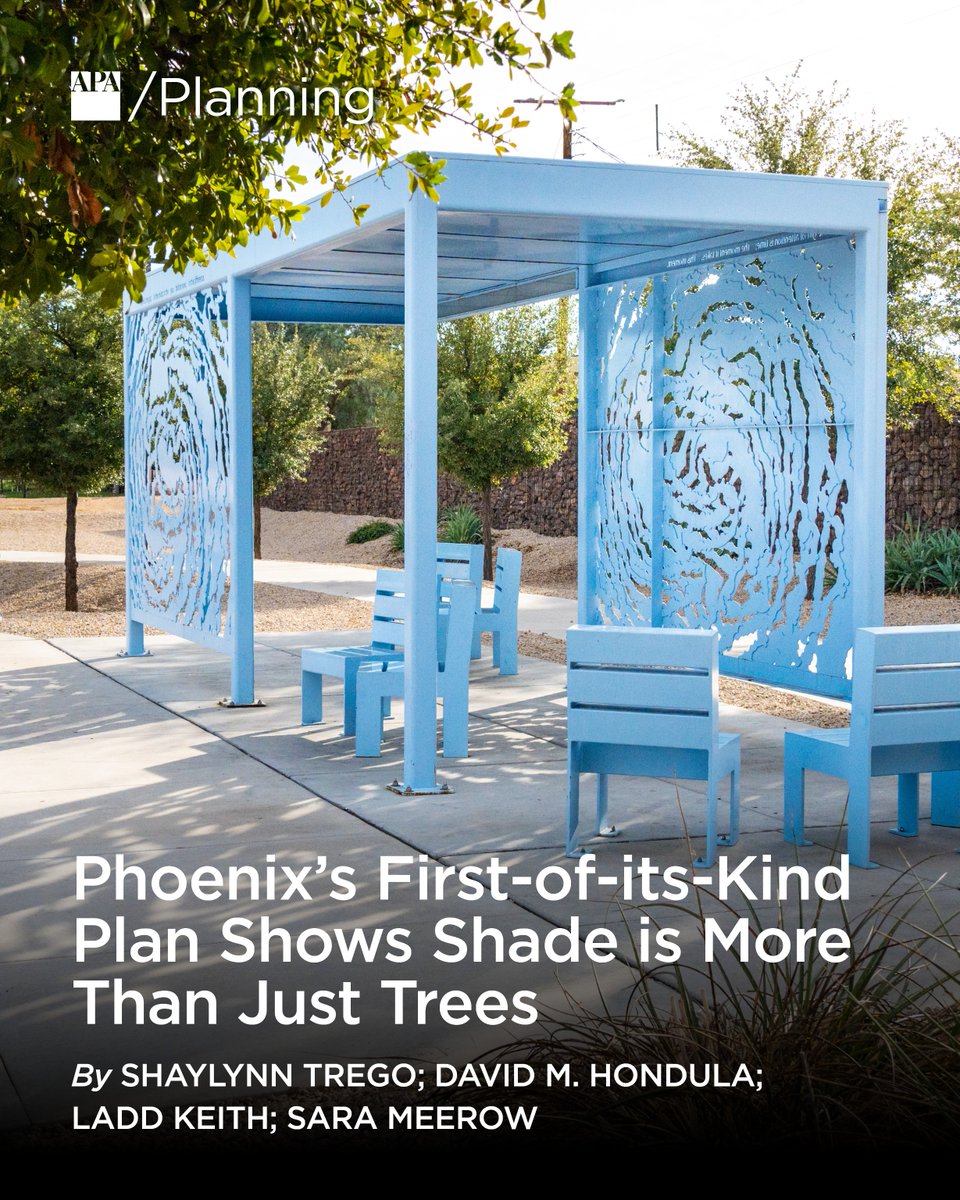 APA_Planning's tweet photo. As extreme heat becomes more frequent, planners are rethinking how communities stay cool. Explore six strategies for using both built and vegetative shade to improve comfort, safety, and resilience. #PlanMag

https://t.co/M5KYRNJGTx https://t.co/Q6Azklghgk