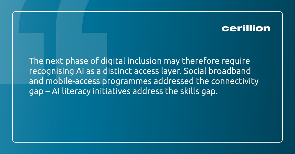 cerillion's tweet photo. #AI is transforming industries at an unprecedented pace, but are we creating a new digital divide? As communications providers embrace AI, ensuring access, transparency and responsible adoption will be just as important as the technology itself. https://t.co/6lQLcGEIgF https://t.co/tkOPj7dZYY
