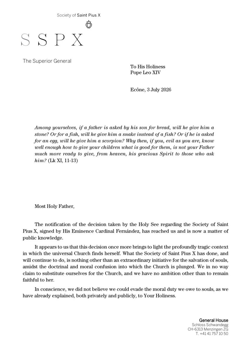 NiwaLimbu1988's tweet photo. Latest: The SSPX responds to the  Decree of Excommunication 

The Superior General Says the excommunication is  “profoundly tragic context in which the universal Church finds herself.”

 More to come via @RealAdVaticanum https://t.co/M2IPI04HcH