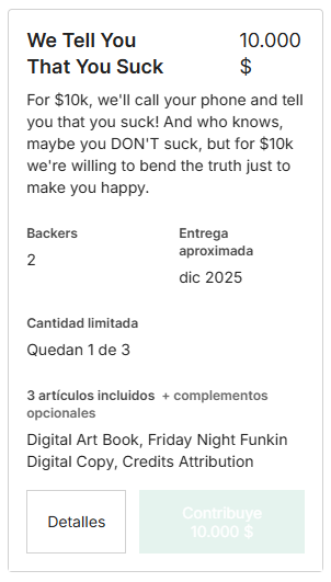 JustNathanTwt's tweet photo. So did PhantomArcade ever tell those backers that they suck? The tier's estimated delivery date had already passed half a year ago

I know it's a joke tier, but it would've been really funny if he actually committed to the bit https://t.co/ArWp82jDCj