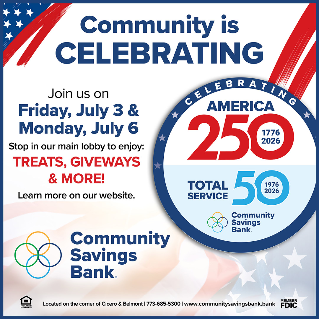 csb_chicago's tweet photo. Come on into the bank and help us celebrate America 250 and 50 years of Total Service ❤️ 🤍 💙 
https://t.co/h9JhJpmP82 https://t.co/J13qVolm7z