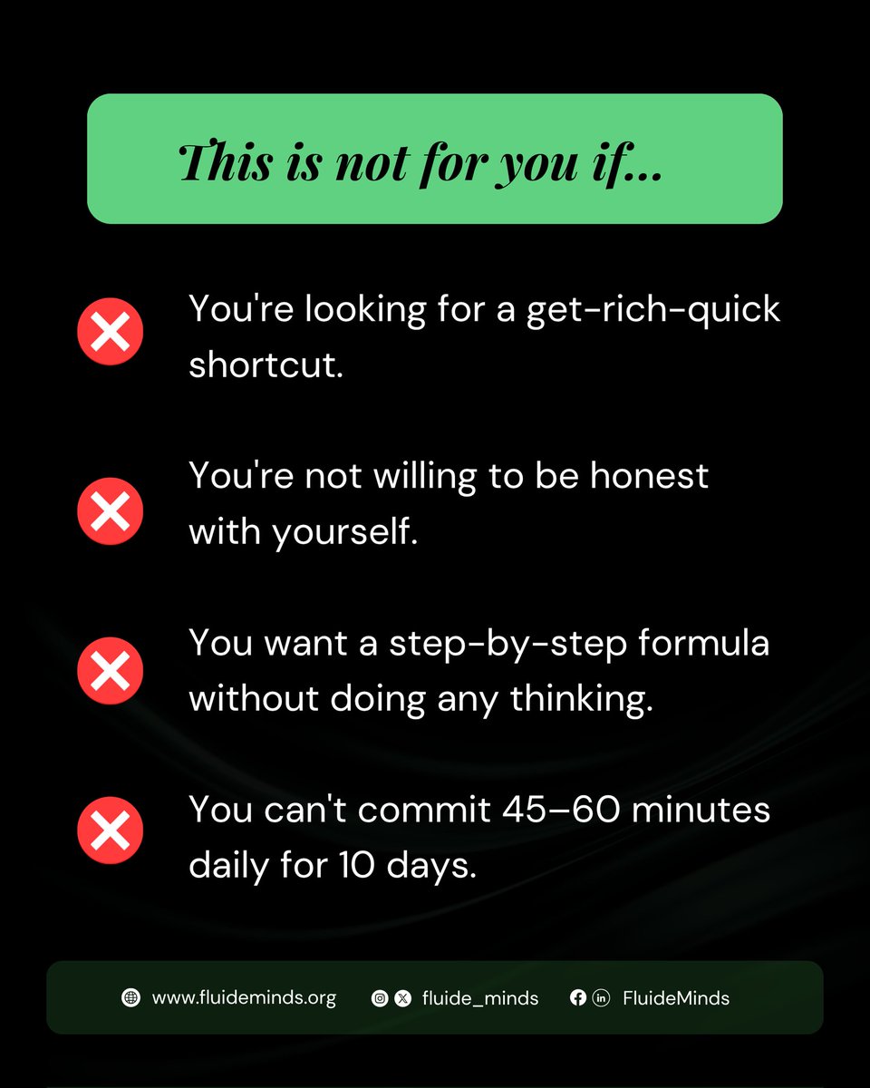 fluide_minds's tweet photo. Opportunity doesn’t always come with a siren 🚨 Sometimes, it just asks: Are you ready?

The Clarity Sprint is intentionally built for a small, focused cohort of just 20 participants.

🔗 https://t.co/3tFEOeRSX1

#FluideMinds #ClaritySprint #ClarityandDirection https://t.co/fTAnjvCL9r