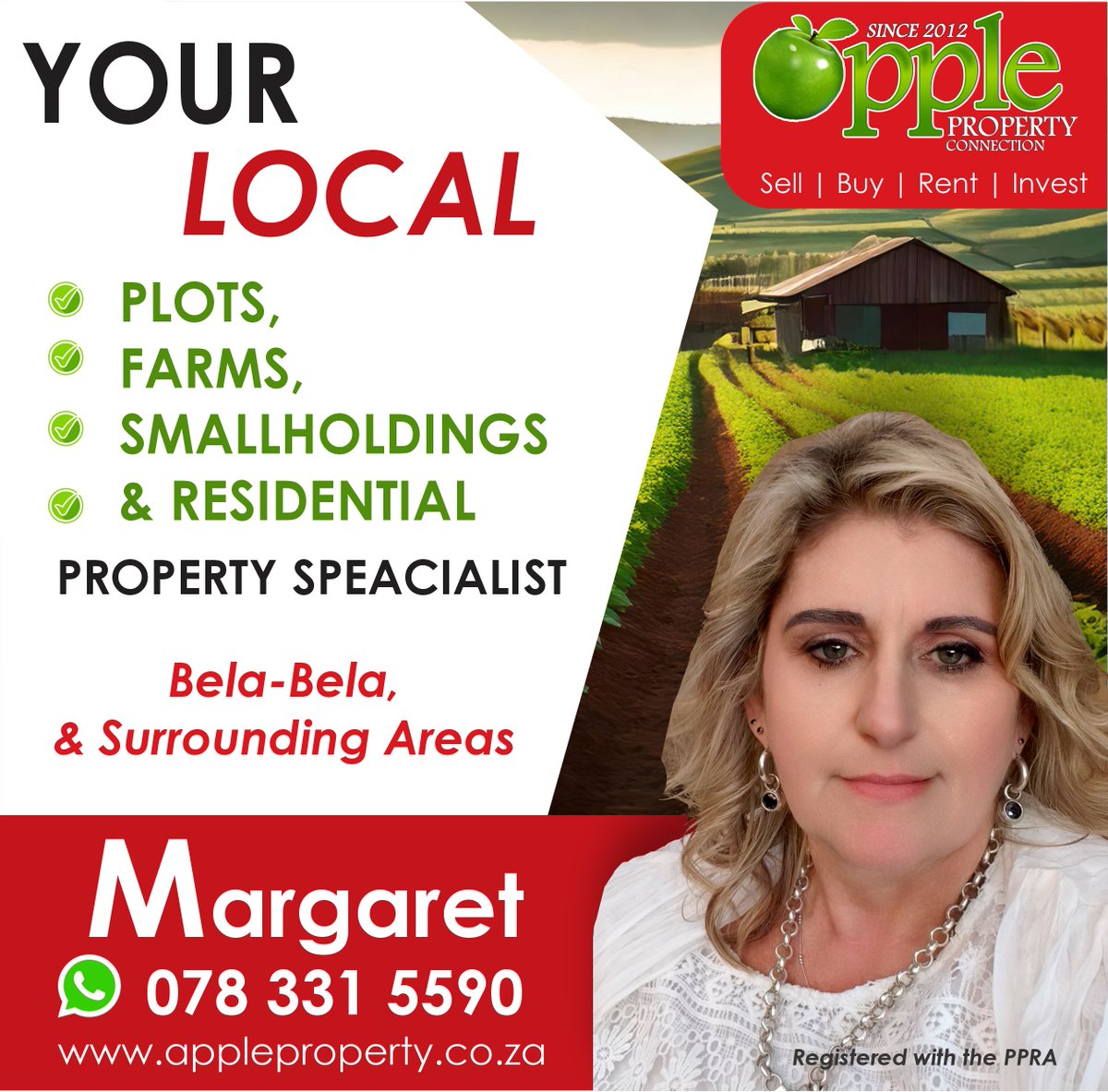 ApplePropertySA's tweet photo. Thinking of selling or buying?
🏡 Expert guidance. Honest advice. Real results.
📞 Contact Margaret today.
☎️ 078 331 5590
https://t.co/yt3u3dV4ah
#PropertyExpert #BuyOrSell #RealEstateAdvice #HomeGoals #AppleProperty https://t.co/9iorDyExzZ