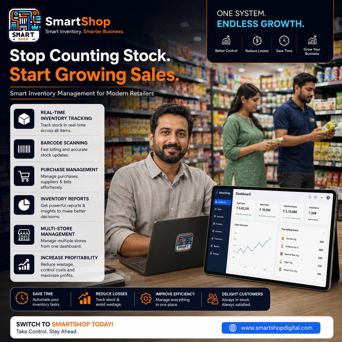 SmartshopD's tweet photo. Stop counting stock. Start growing sales. 📦
Manage inventory, purchases, barcode scanning, and reports from one smart platform.
Grow your retail business with SmartShop.
🌐 https://t.co/7TGZly2sHD
#smartshop #inventorymanagement #retailsoftware #stockmanagement #BusinessGrowth https://t.co/NwueDBzHZl